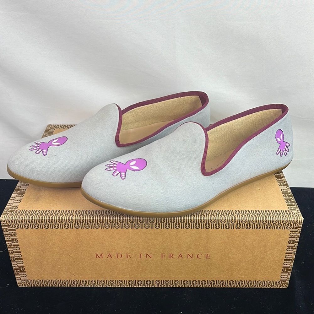 Galet Gray with Purple Octopus Loafers with Box